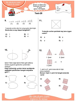 ilkokul 1. Sınıf Bilsem Zeka Testi 